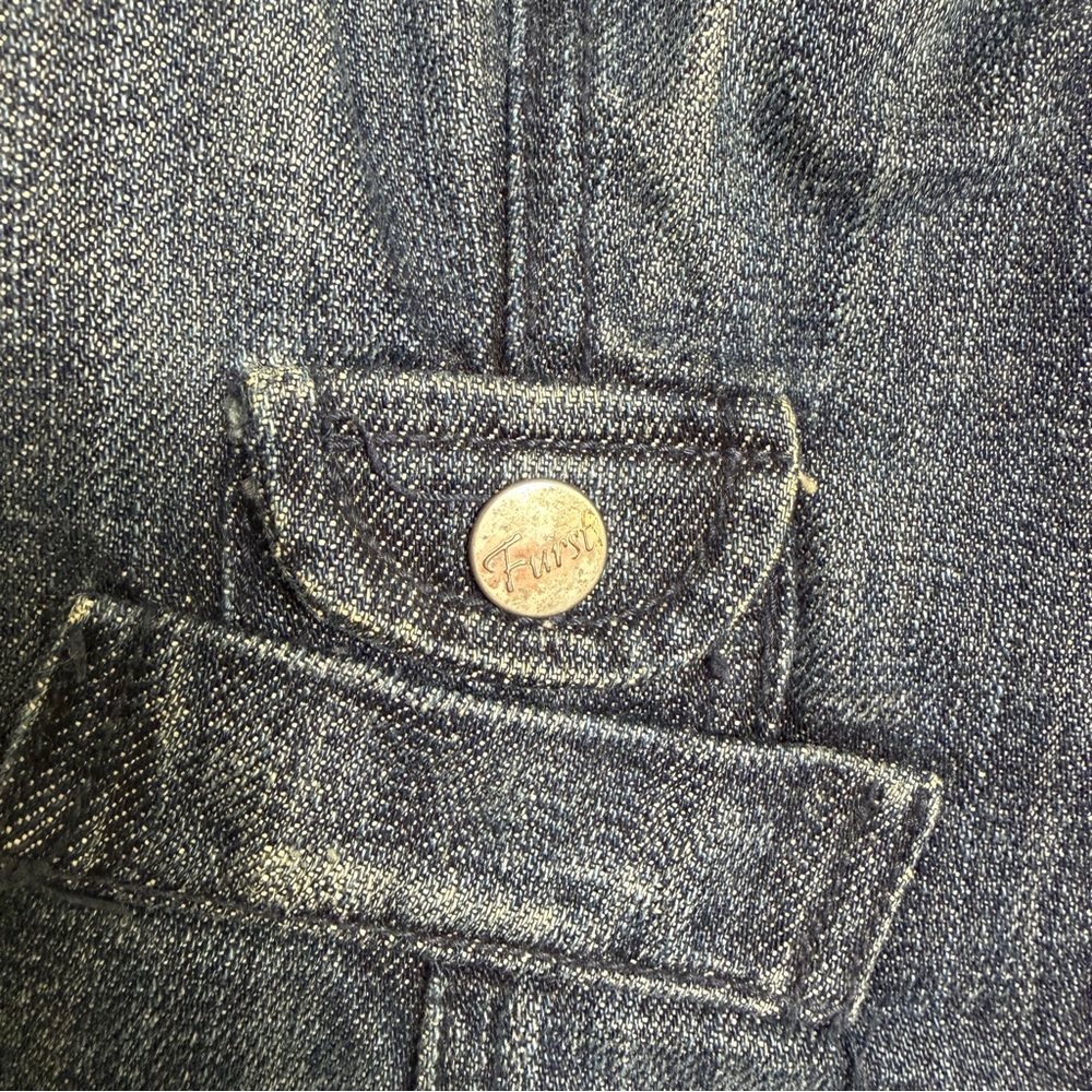 Vintage Y2K Furst Premium Denim Vest Button Front Size 4 Utility Cargo Style - Picture 9 of 11
